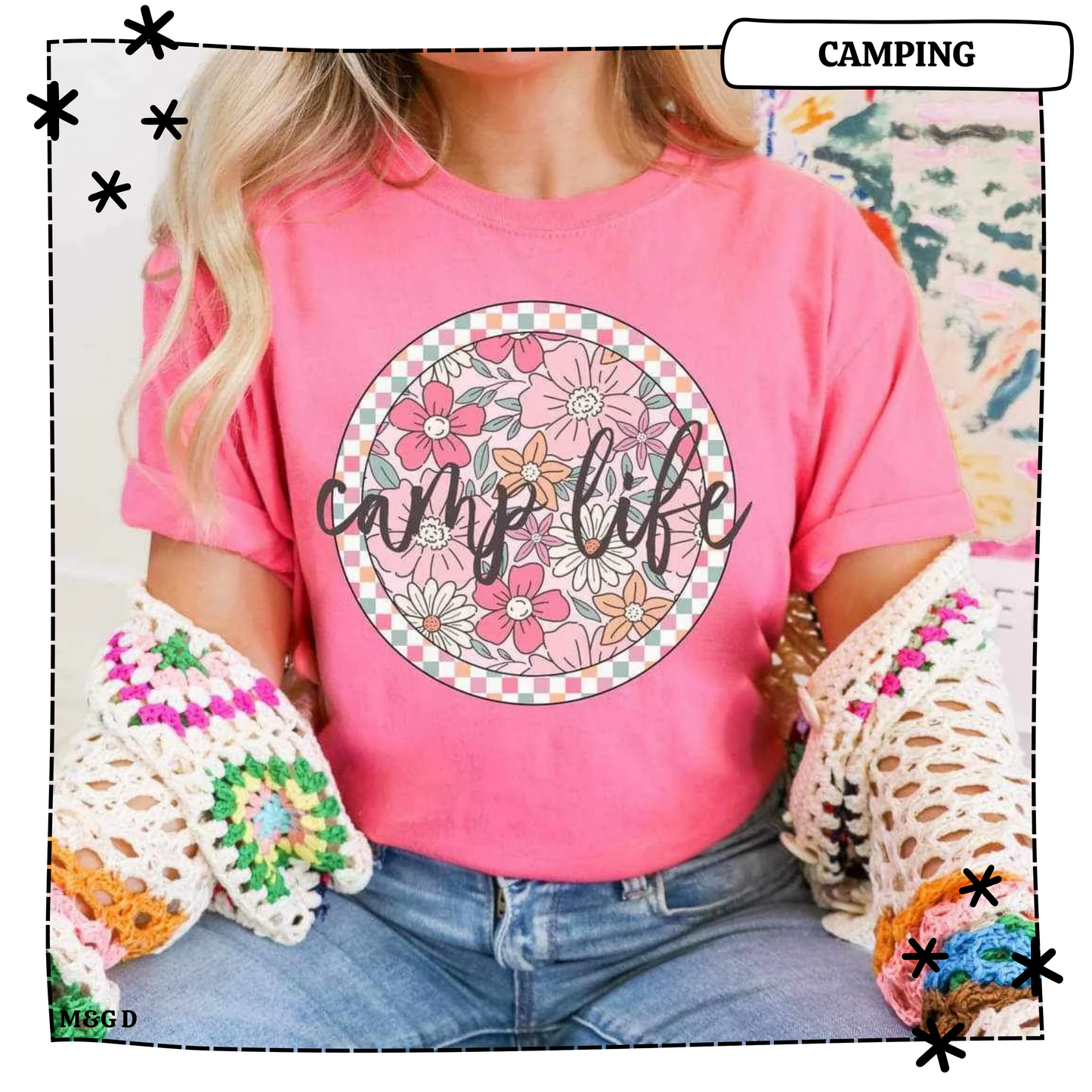 Camp Life Pink Floral Circle