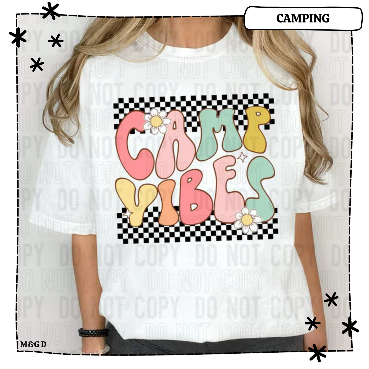 Camp Vibes Black Checkered Retro
