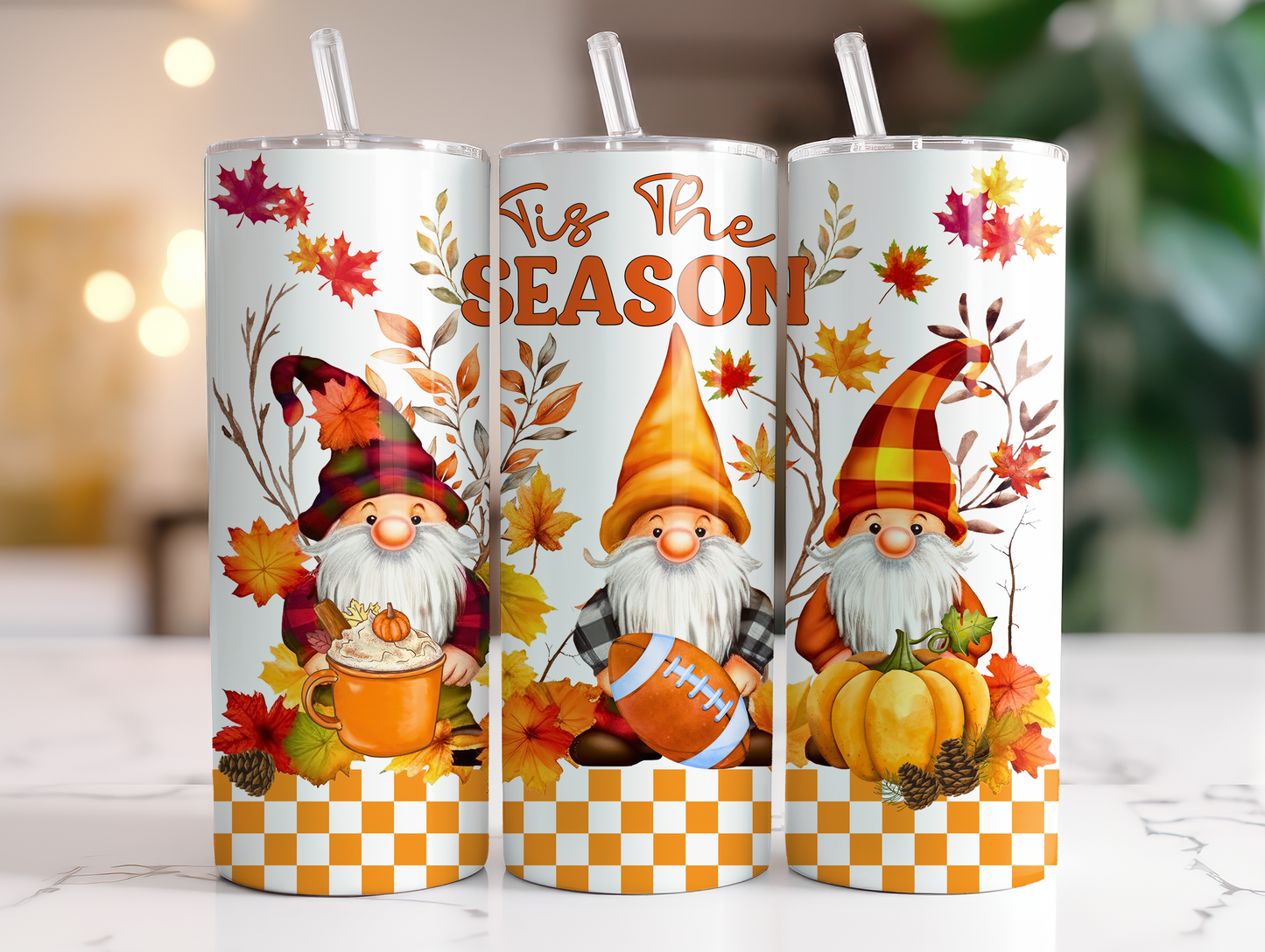 Tis the Season Fall/Football Gnome Tumbler