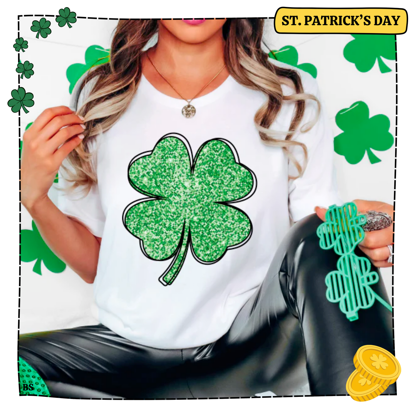 Faux Bling Lucky Shamrock