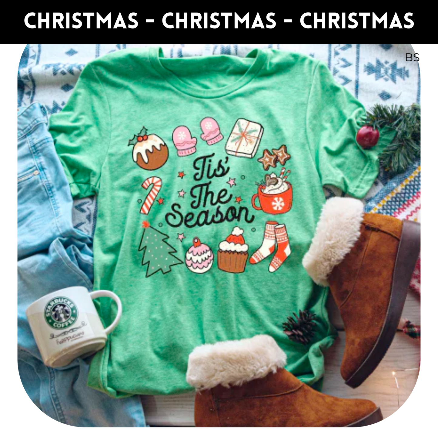 Vintage Tis The Season Round Collage