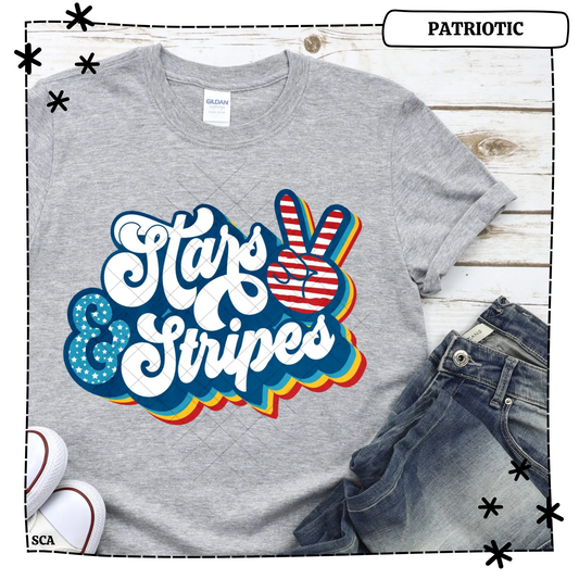 Stars Stripes Peace Sign Retro