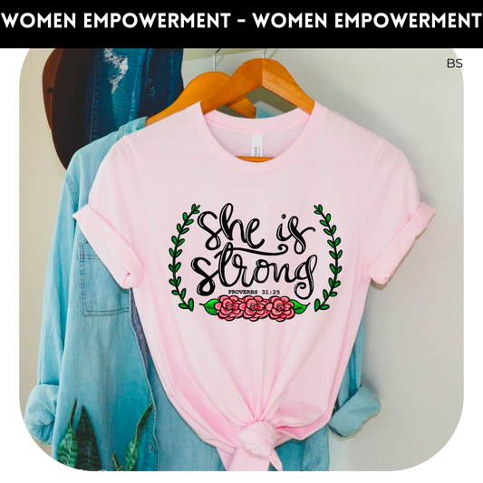 She Is Strong Floral Border